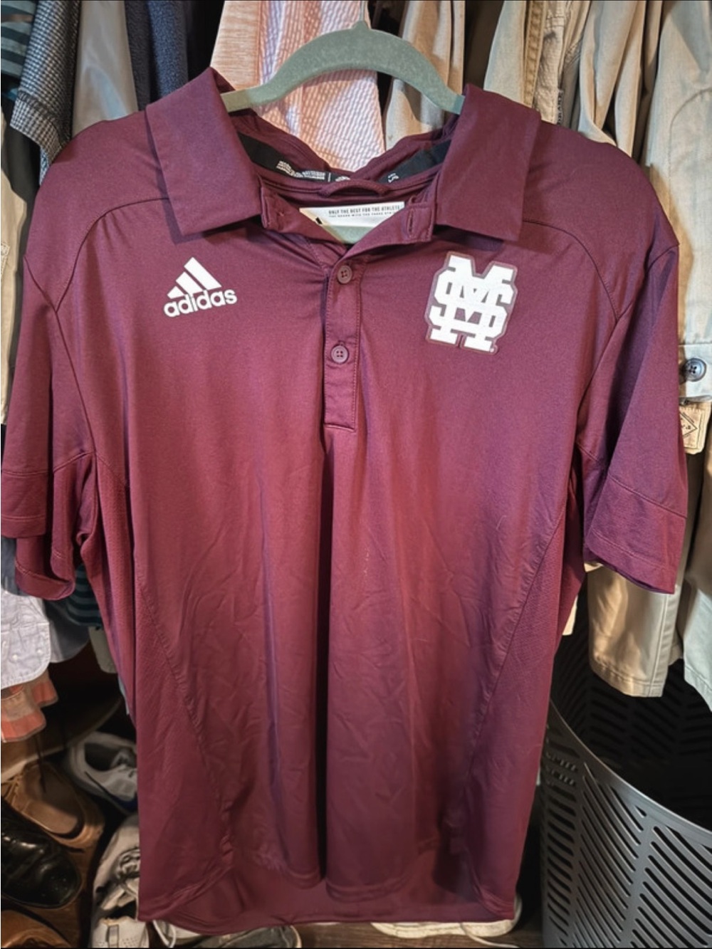 adidas Maroon Polo with White Embroidered Logos